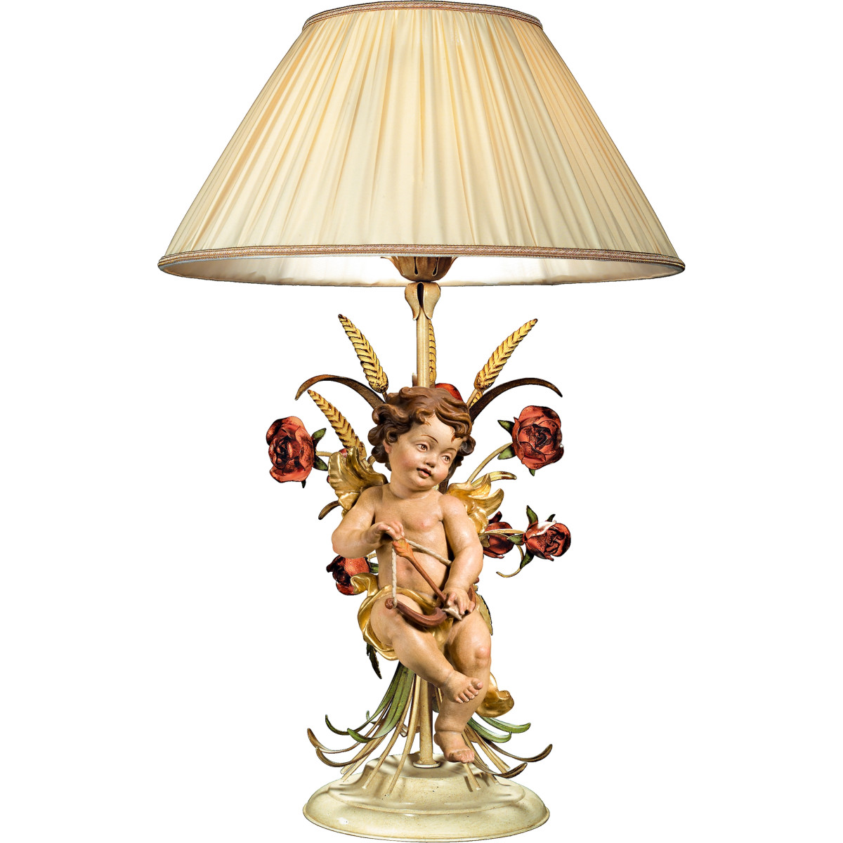 Table lamp with roses and Berglandputto Cupid