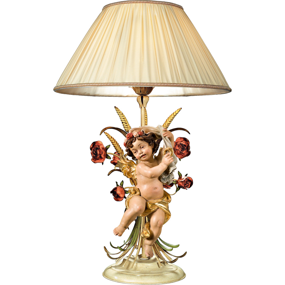 Table lamp with roses and Berglandputto with wedding rings