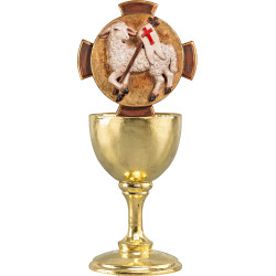 Cáliz de madera con Agnus Dei