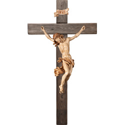 Cristo Barroco em cruz Madeira velha