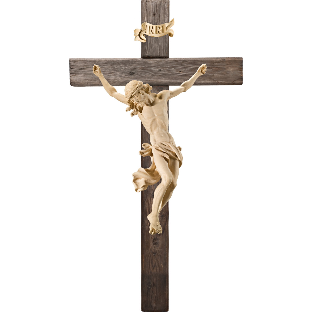 Cristo Barocco su croce Legno vecchio
