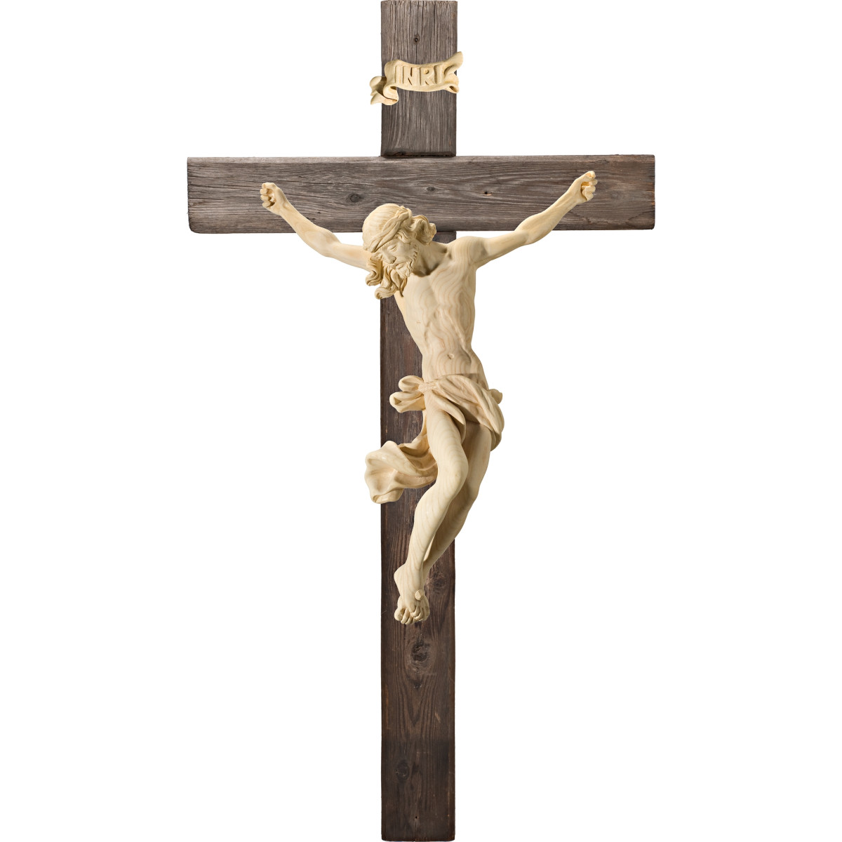 Cristo Barocco su croce Legno vecchio