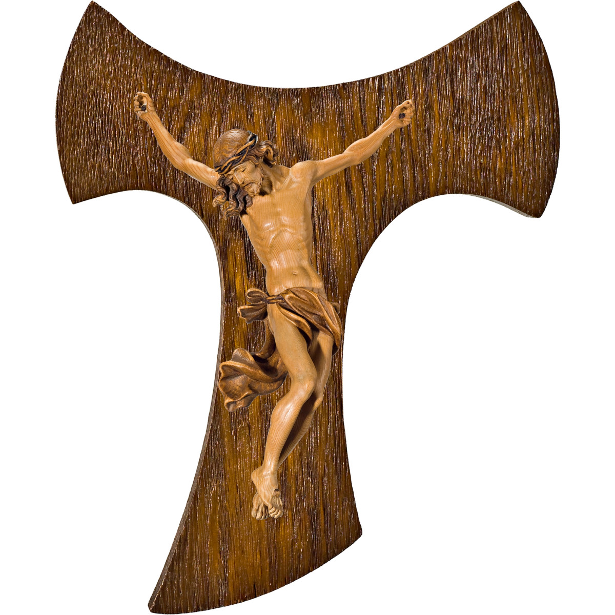 Cristo Barroco em cruz de Tau
