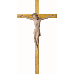 Cristo moderno ROMA con aureola su croce in rovere