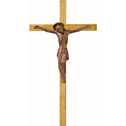 Cristo moderno ROMA con aureola su croce in rovere