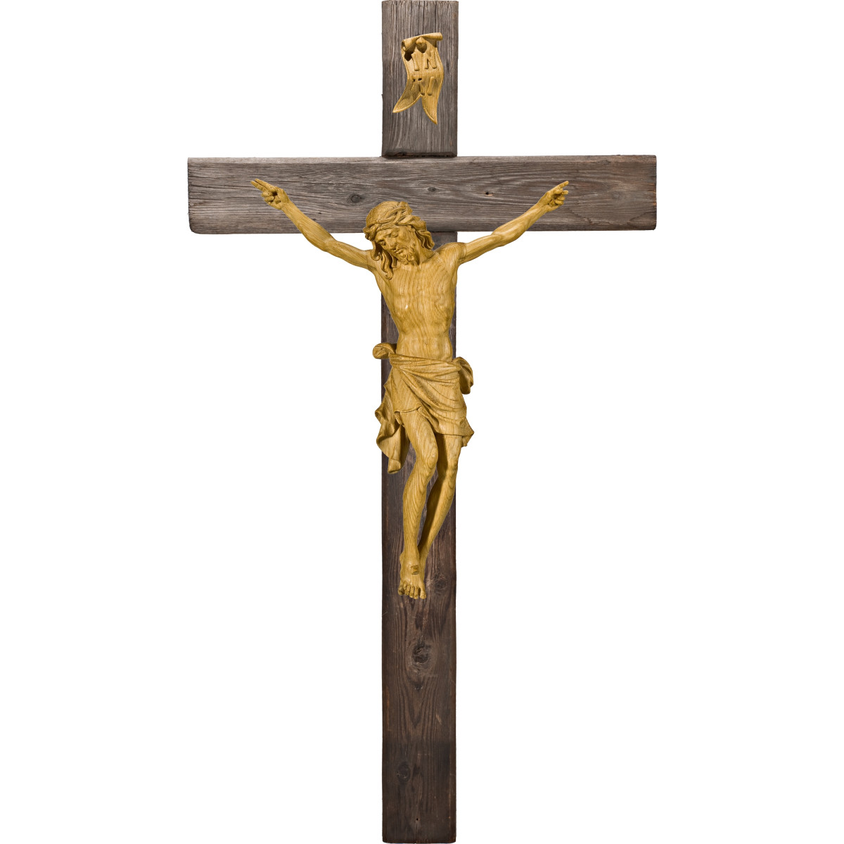 Cristo Pisa su croce Legno vecchio