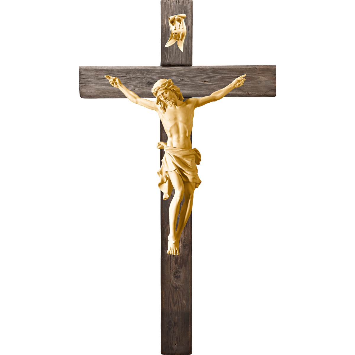 Cristo Pisa su croce Legno vecchio