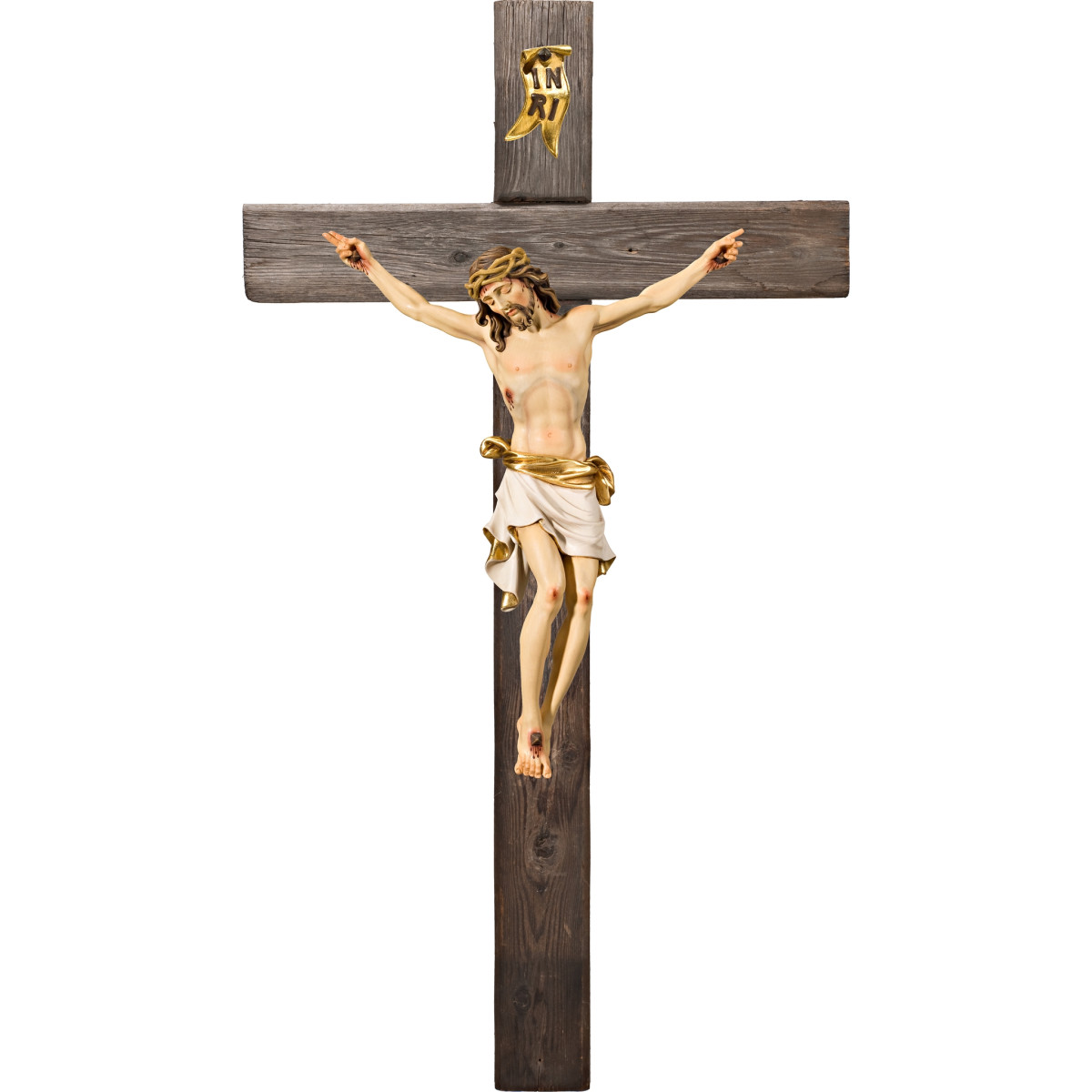 Cristo Pisa su croce Legno vecchio
