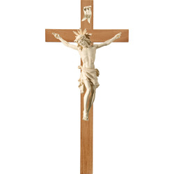 Cristo Pisa em cruz de carvalho simples larga