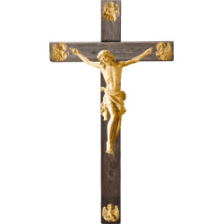 Corpus Pisa on cross Old wood with Evangelists