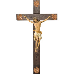 Corpus Pisa on cross Old wood with Evangelists