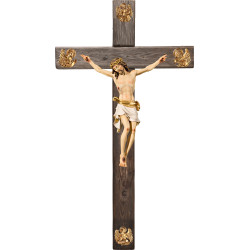 Corpus Pisa on cross Old wood with Evangelists