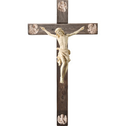 Corpus Pisa on cross Old wood with Evangelists