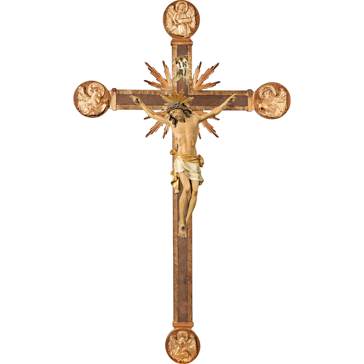 Corpus Pisa on cross with Evangelists and rays