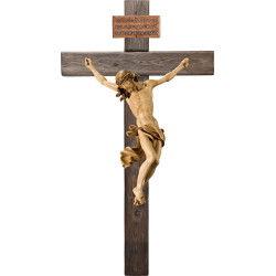 Corpus Baroque on cross Old wood with Titulus Crucis in hebrew - latin - greek