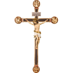 Cristo Pisa em cruz com Evangelistas com Titulus Crucis em hebraico - latino - grego
