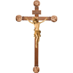 Cristo Pisa em cruz com Evangelistas com Titulus Crucis em hebraico - latino - grego
