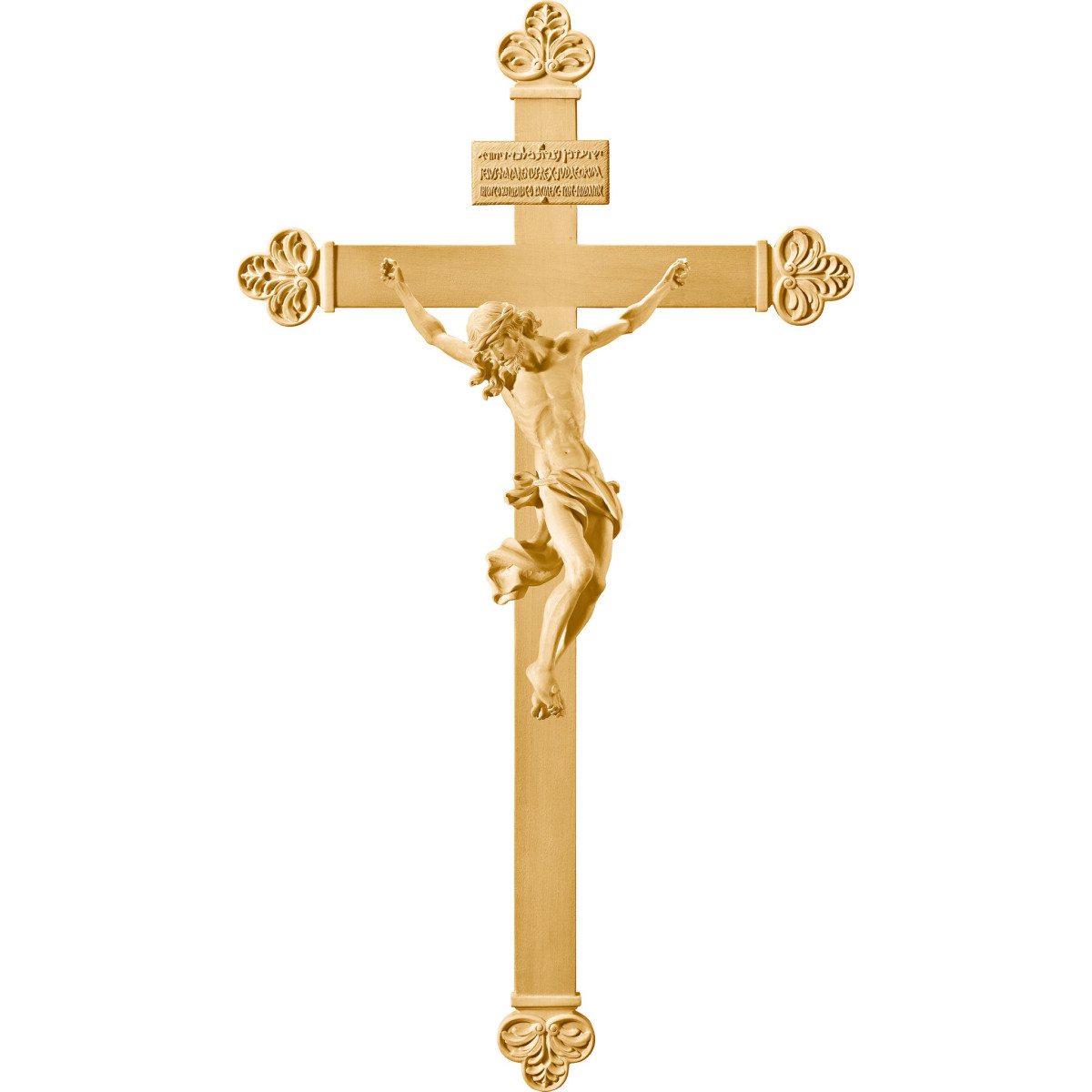 Corpus Baroque on baroque cross with Titulus Crucis in hebrew - latin - greek