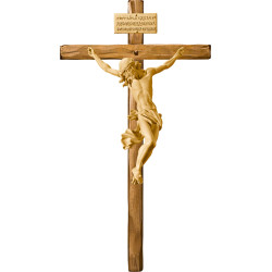 Corpus Baroque on straight cross with Titulus Crucis in hebrew - latin - greek