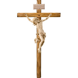 Cristo Barroco em cruz direita com Titulus Crucis em hebraico - latino - grego