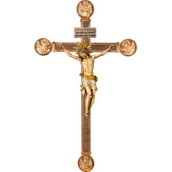 Corpus Pisa on cross with Evangelists with Titulus Crucis in hebrew - latin - greek