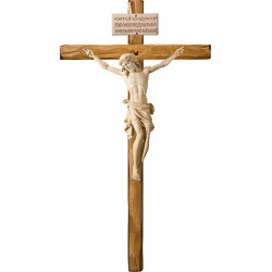 Cristo Pisa su croce dritta con Titulus Crucis in ebraico - latino - greco