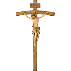 Cristo Pisa su croce arcata con Titulus Crucis in ebraico - latino - greco