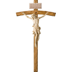 Cristo Pisa su croce arcata con Titulus Crucis in ebraico - latino - greco