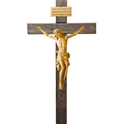 Corpus Pisa auf Balken Altes Holz mit Titulus Crucis in hebräisch - latein - griechisch