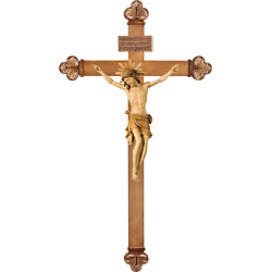 Corpus Pisa auf barockem Balken mit Titulus Crucis in hebräisch - latein - griechisch