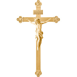 Cristo Pisa em cruz barroca com Titulus Crucis em hebraico - latino - grego
