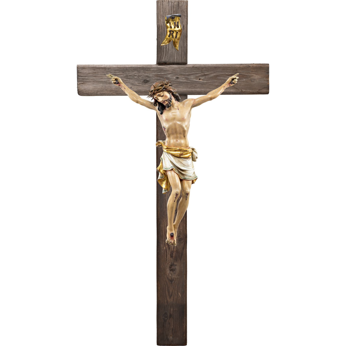 Corpus Pisa mit Dornen auf Balken Altes Holz