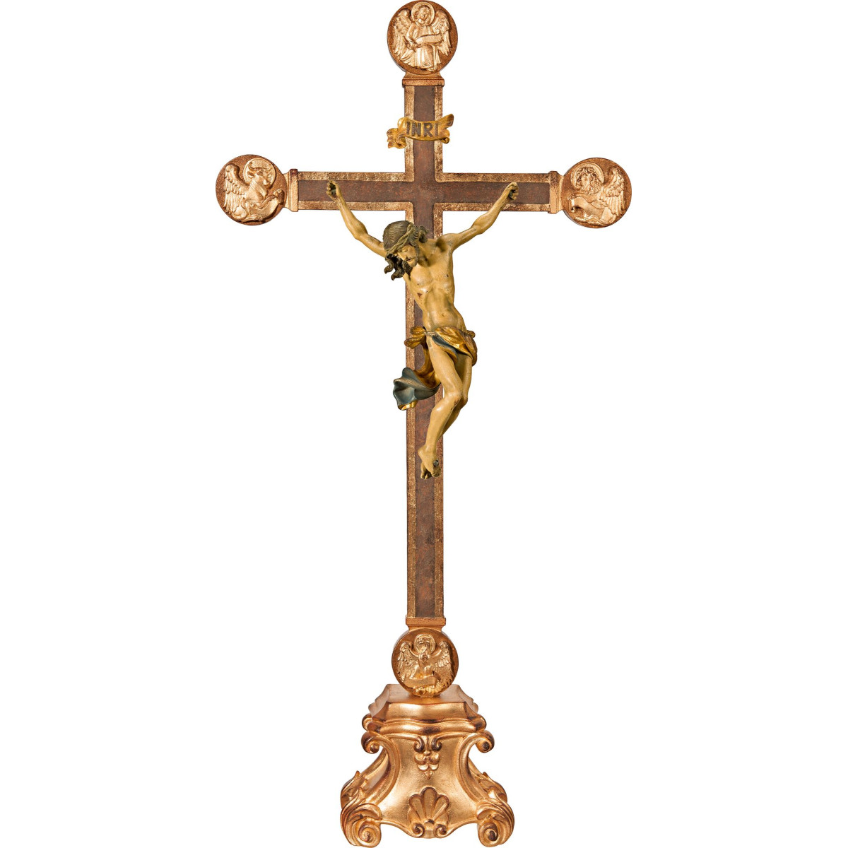 Corpus Barock auf Standkreuz mit Evangelisten