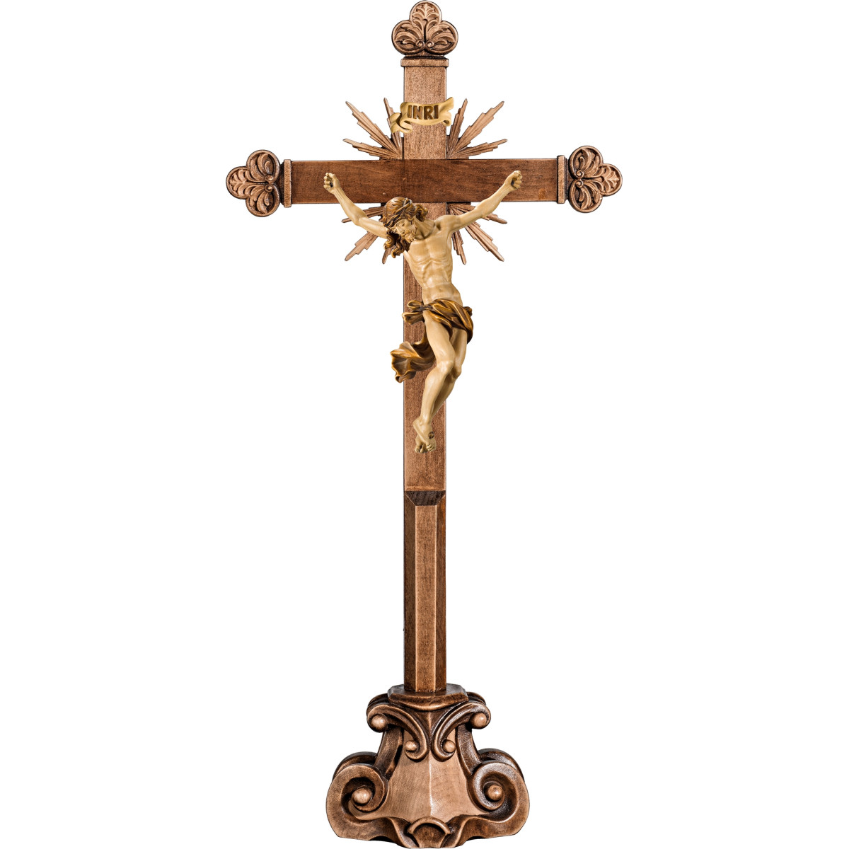 Corpus Baroque on cross baroque with rays on pedestal
