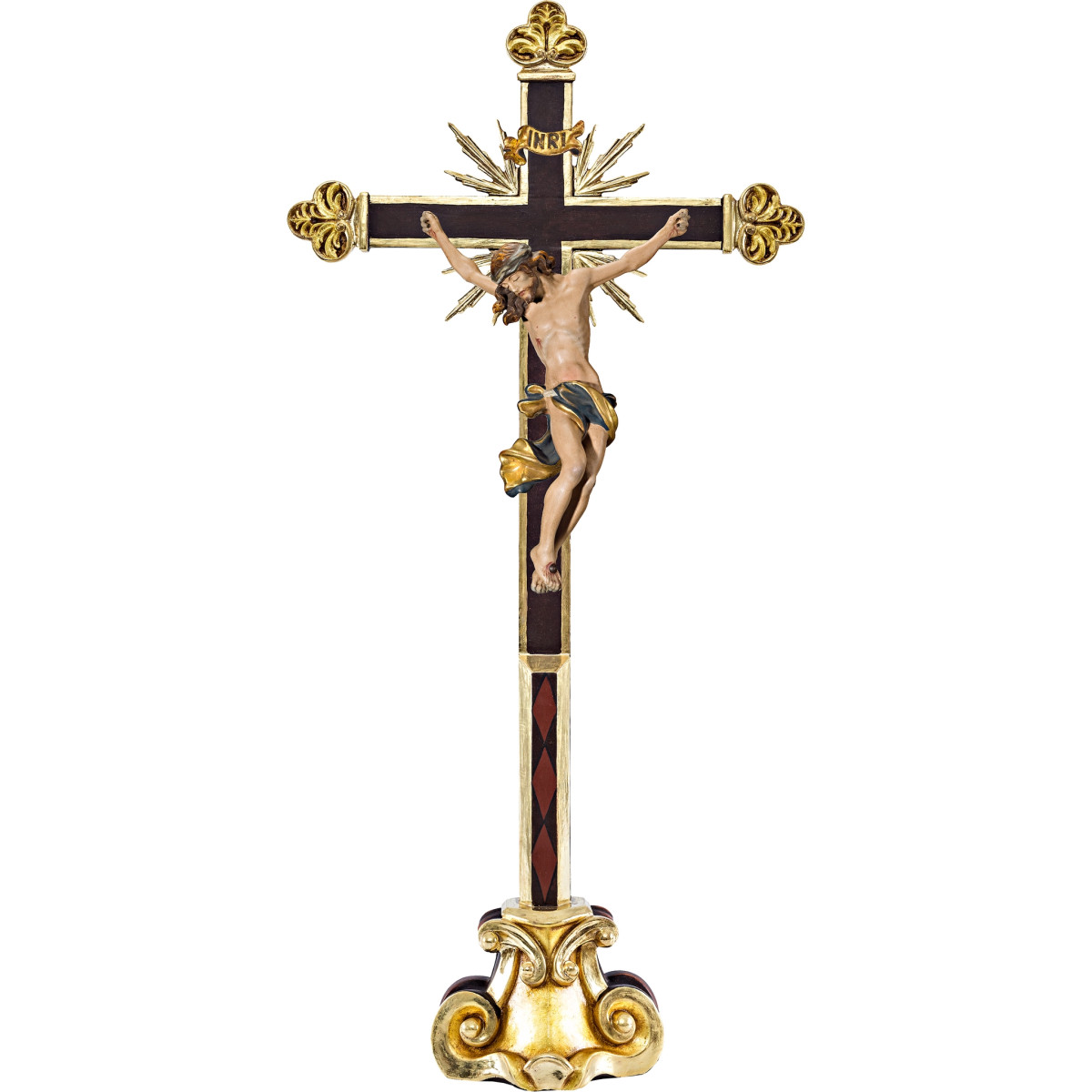 Corpus Baroque on cross baroque with rays on pedestal
