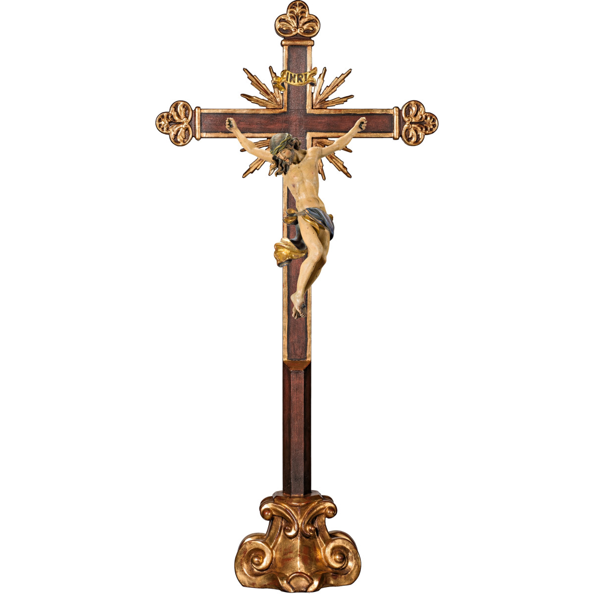 Corpus Baroque on cross baroque with rays on pedestal