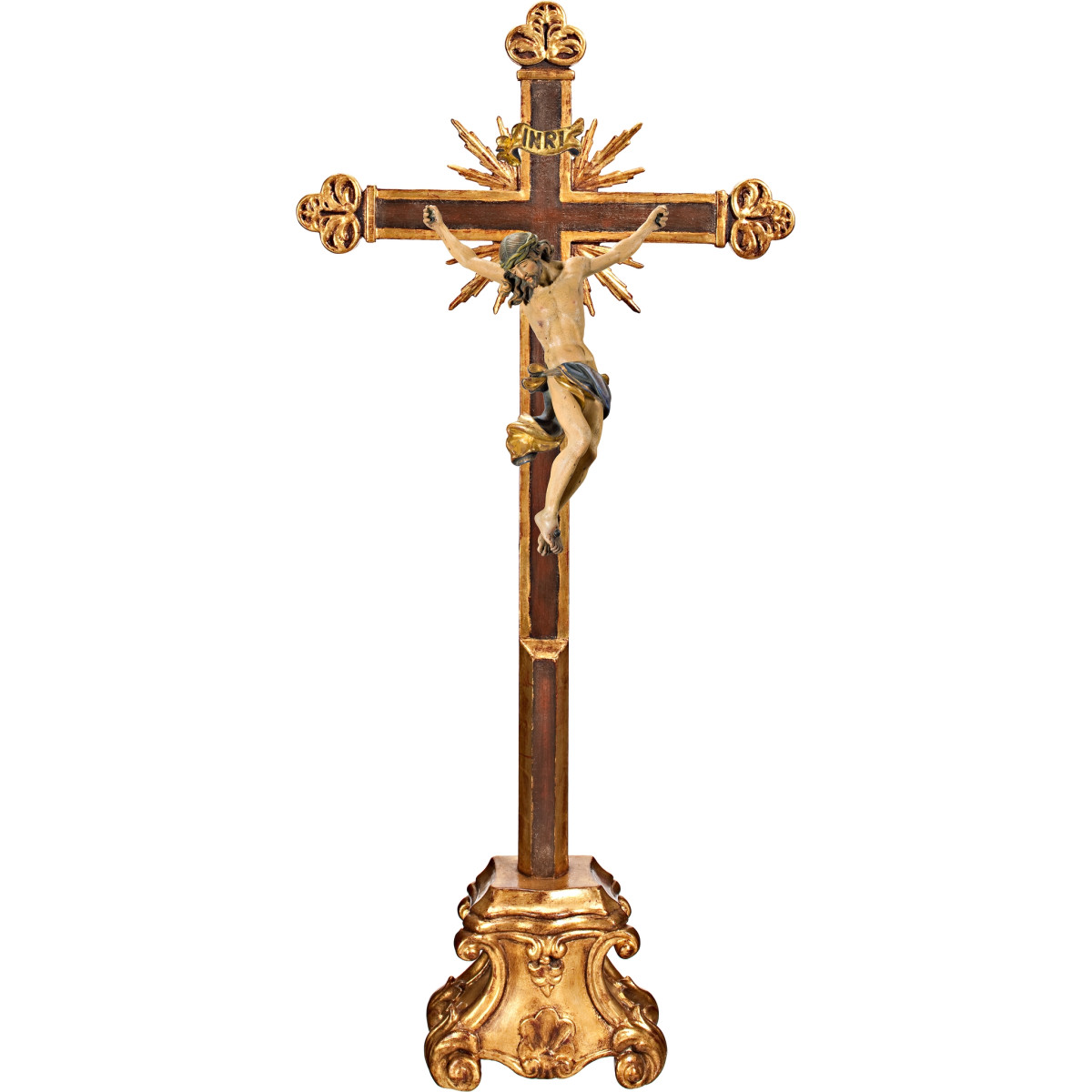 Corpus Baroque on cross baroque with rays on pedestal
