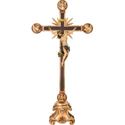 Corpus Barock auf Standkreuz mit Evangelisten und Strahlen