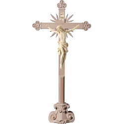 Corpus Pisa on cross baroque with rays on pedestal