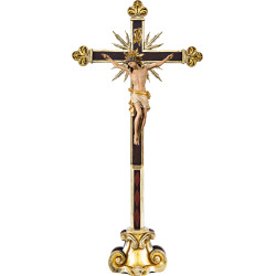 Corpus Pisa on cross baroque with rays on pedestal