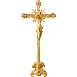 Corpus Pisa on cross baroque with rays on pedestal