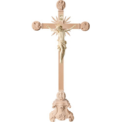 Corpus Pisa auf Standkreuz mit Evangelisten und Strahlen