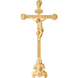 Corpus Barock auf Standkreuz mit Evangelisten und Titulus Crucis in hebräisch - latein - griechisch
