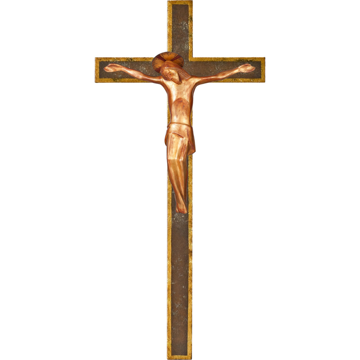 Cristo moderno ROMA con aureola su croce semplice larga