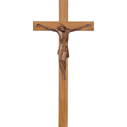Cristo moderno ROMA su croce in rovere semplice larga