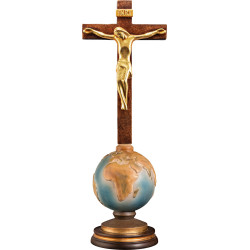 Cristo moderno ROMA su croce su globo terrestre