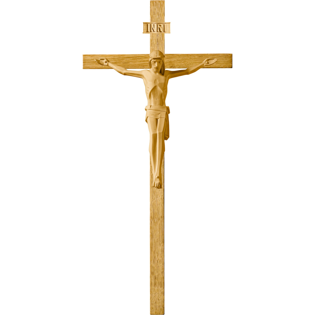 Cristo moderno LUCA su croce in rovere