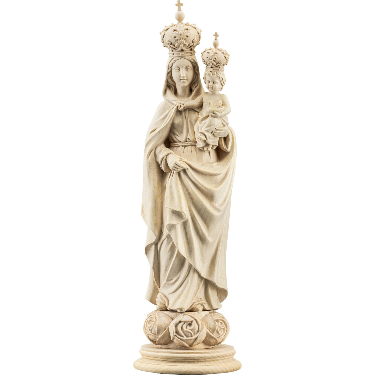 Madonna with Child and pigeon on rose base