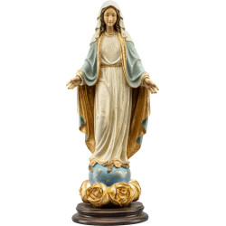 Nossa Senhora Imaculada sobre base com rosas