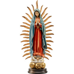 Nossa Senhora de Guadalupe sobre base com rosas